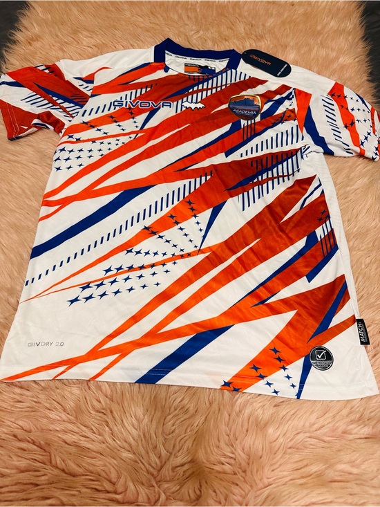 Givova Other - Men's White Athletic Jersey with Orange & Blue Graphic